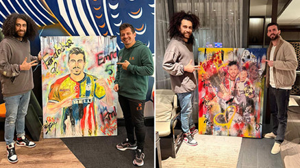 Sanatçı Ersan Kay, Emre Belözoğlu ve Miralem Pjanic’i resmetti