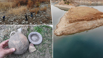 Baraj suları çekilince 4 bin yıllık höyük ortaya çıktı
