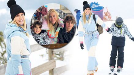 Çağla Şıkel ile oğulları Uzay ve Kuzeyin kar eğlencesi