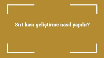 Sırt kası geliştirme nasıl yapılır Sırt kası güçlendirme hareketleri ve egzersizleri nelerdir
