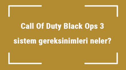 Call Of Duty Black Ops 3 sistem gereksinimleri neler COD3 için önerilen ve minimum (en düşük) gereksinimler