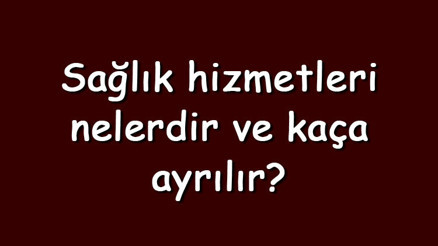 Sağlık hizmetleri nelerdir ve kaça ayrılır