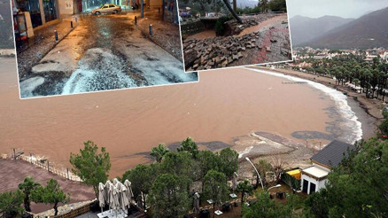 Marmariste kuvvetli sağanak su baskınlarına neden oldu