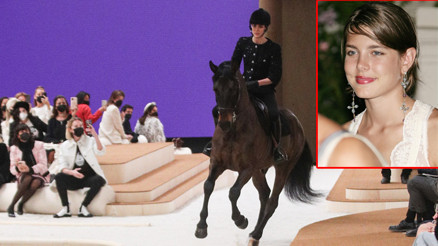 Podyuma at üstünde çıktı, defileye damga vurdu