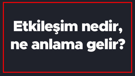 Etkileşim nedir, ne anlama gelir Kimyada ne için kullanılır TDK sözlük anlamı nedir