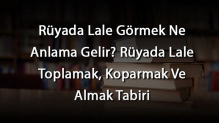 Rüyada Lale Görmek Ne Anlama Gelir Rüyada Lale Toplamak, Koparmak Ve Almak Tabiri