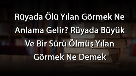 Rüyada Ölü Yılan Görmek Ne Anlama Gelir Rüyada Büyük Ve Bir Sürü Ölmüş Yılan Görmek Ne Demek