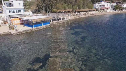 Bodrumda deniz çekildi, tarihi Kral Yolu ortaya çıktı Havadan görüntülendi