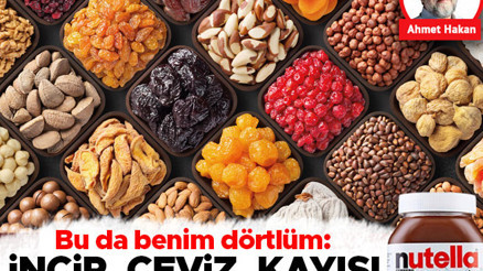 Bu da benim dörtlüm: İncir, ceviz, kayısı ve maalesef Nutella