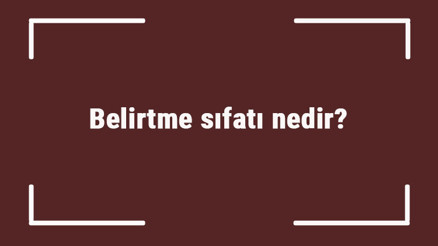 Belirtme sıfatı nedir Belirtme sıfatı ile ilgili örnek cümleler ve konu anlatımı