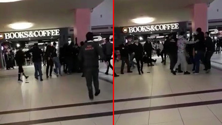 AVMde iki grup birbirine girdi Ortalık savaş alanına döndü