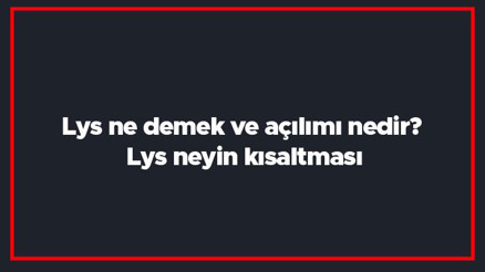 Lys ne demek ve açılımı nedir Lys neyin kısaltması