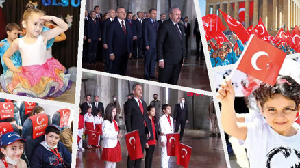 23 Nisan coşkusu yine yeniden sokaklarda... Devlet erkanı Anıtkabiri ziyaret etti