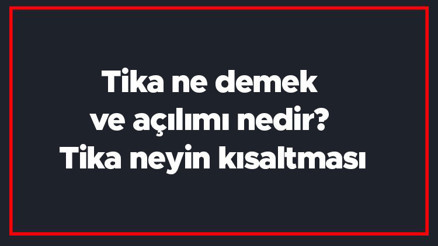 Tika ne demek ve açılımı nedir Tika neyin kısaltması