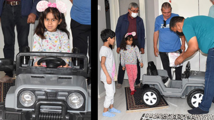 Filiz ve Zeynep’in bayram hediyesi gurbetçi aileden