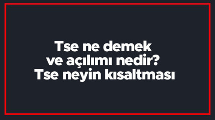 Tse ne demek ve açılımı nedir Tse neyin kısaltması