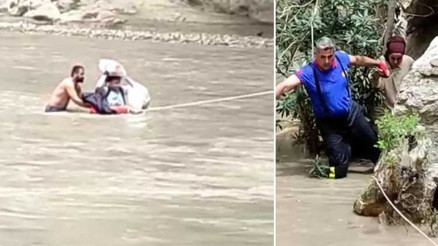 Piknik yaparken su seviyesi yükseldi, mahsur kaldılar Yardımlarına itfaiye yetişti