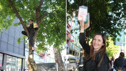 Çınar ağaçlarına asılan 5 bin kitap, dakikalar içinde toplandı