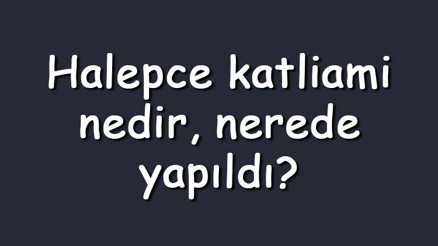 Halepce katliami nedir, nerede yapıldı Halepçe katliamını kim yaptı