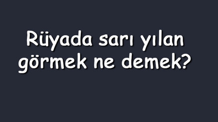 Rüyada sarı yılan görmek ne demek Rüyada evde sarı yılan saldırması, ısırması, öldürmek ve beslemek tabirleri