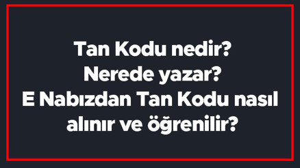 Tan Kodu nedir Nerede yazar E Nabızdan Tan Kodu nasıl alınır ve öğrenilir