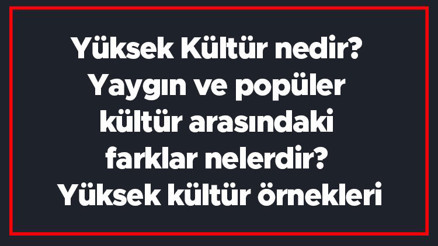 Yüksek Kültür nedir Yaygın ve popüler kültür arasındaki farklar nelerdir Yüksek kültür örnekleri