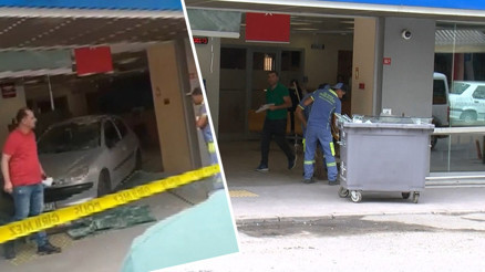 Bahçelievlerde paniğe kapıldı Otomobil bankaya girdi