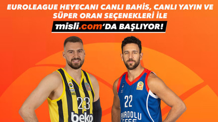 Euroleague heyecanı CANLI BAHİS, CANLI YAYIN ve SÜPER ORAN seçenekleriyle Misli.comda başlıyor Euroleague heyecanı CANLI BAHİS, CANLI YAYIN ve SÜPER ORAN seçenekleriyle Misli.comda başlıyor