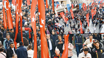 İstiklal’de teröre inat birlik yürüyüşü