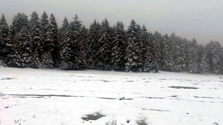 Bolunun yükseklerinde kar yağışı