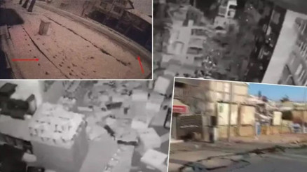 Adıyamanda depremde yolun yarılma anı güvenlik kamerasında
