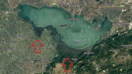 Uluabat Gölündeki çekilme uydu görüntülerinde
