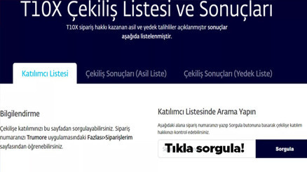 TOGG ÇEKİLİŞ SONUCU SORGULAMA EKRANI GÜNCEL LİSTE | İsim listesi belli oldu (Asil Liste, Yedek Liste) 2023 TOGG sipariş numarası ile çekiliş sonuçları öğrenme sayfası