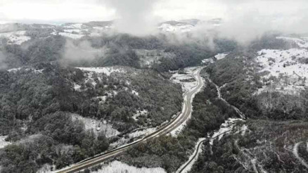 Kar manzarası dronla görüntülendi