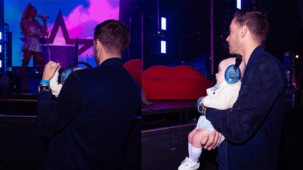 Sosyetik güzel sahnelere döndü, eşi onu kucağında minik oğullarıyla izledi