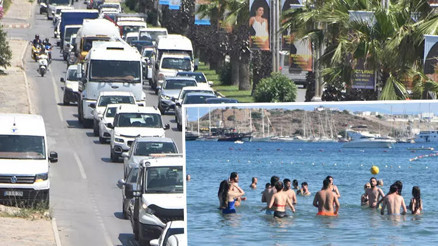 Bodruma 2,5 günde 60 bin araç giriş yaptı; tatilciler plajlara akın etti