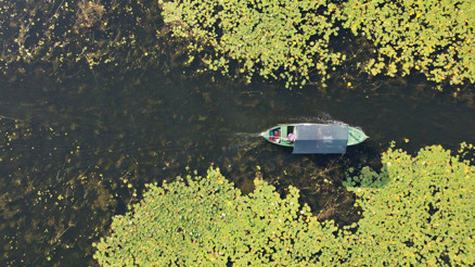 Nilüferleri ile ünlü Işıklı Gölünde, bayramda ziyaretçi yoğunluğu