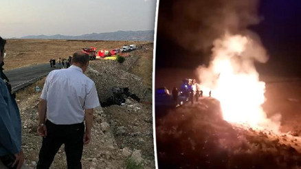Batmanda feci kaza Şarampole yuvarlanan kamyon yandı: 4 can kaybı