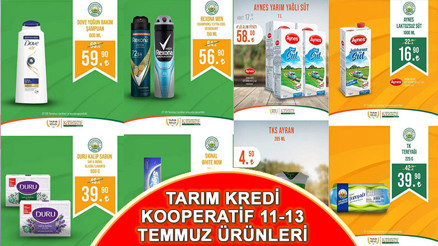 Tarım Kredi Market 11-13 Temmuz indirimli ürünler katalogu… Temizlik, kişisel bakım, kasap ve temel gıda ürünlerinde indirim fırsatı