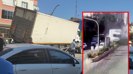 Yozgatta feci kaza Kamyon 8 araca çarptı... O anlar kamerada