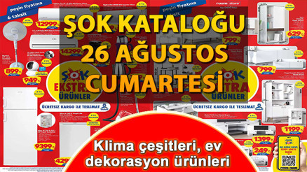ŞOK 26 Ağustos aktüel ürünler kataloğu: ŞOK markette Cumartesi günü  kitaplık, yan sehpa, televizyon ünitesi ve ayakkabılık satışa çıkıyor…