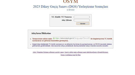 AÇIKLANDI 2023- DGS TERCİH SONUÇLARI SORGULAMA EKRANI | Ösym.gov.tr DGS yerleştirme sonucu T.C. kimlik no ve şifre ile tıkla sorgula