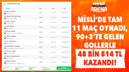 11 maçlık iddaa kuponu oynadı, 90+3te 48 bin 514 TL kazandı