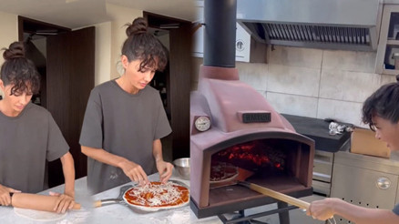 Ünlü isim mutfaktaki hünerlerini sergiledi... Pizzalar Yaseminden