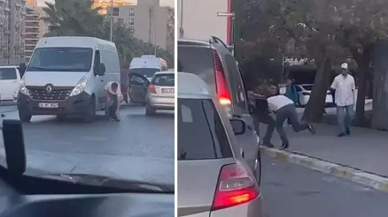 İstanbulda yumruklu yol kavgası kamerada