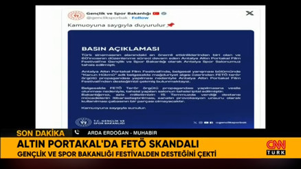 Gençlik ve Spor Bakanlığı, Antalya Altın Portakal Film Festivaline desteğini çekti