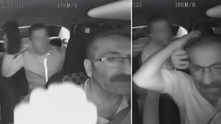 İzmirde takside dehşet anları: Şoföre kaldırım taşıyla saldırdı