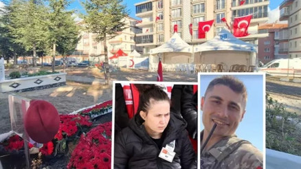 Şehit Piyade Üsteğmen Abdullah Kösenin cenazesi, eşinin isteği ile evinin karşısına defnedilmiş