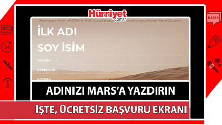 Çinli, ABDli, Rus vatandaşı 24 milyon kişi listeye adını yazdırdı.. NASA Send your name ile adınızı Marsa gönderin...