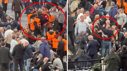 Son dakika: Potadaki derbide gerginlik Göksenin Köksal ile Beşiktaş Yöneticisi Umut Tahir Güneş atıştı, gerginlik taraftarlara da sıçradı Yöneticiler salon dışına alındı...